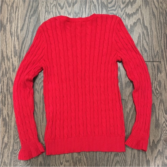 Ralph Lauren Red Cable Knit Sweater Medium - Picture 4 of 4